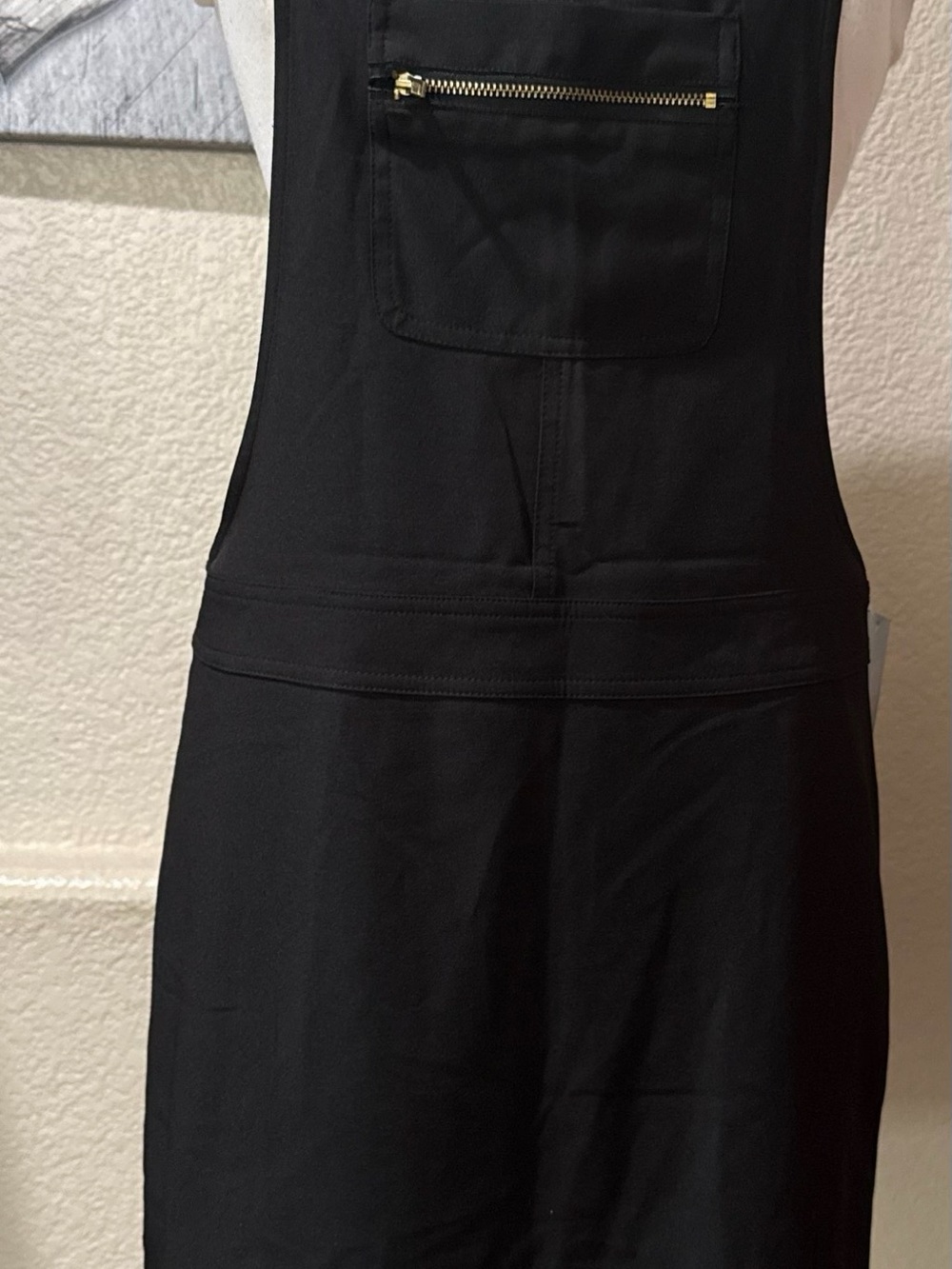 G by Guess Black Midi Pinafore Dress with Gold Zip